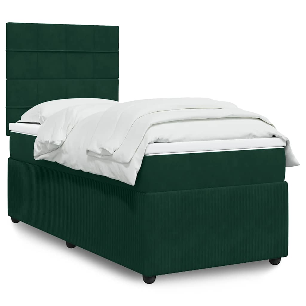 Boxspring met matras fluweel donkergroen 100x200 cm is nu te koop bij PeponiXL, paradijselijk wonen!