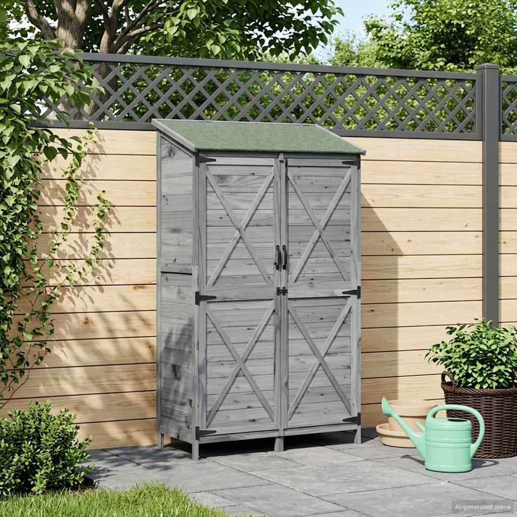 Tuinschuur Grijs 106 x 56 x 176,5 cm Bewerkt hout is nu te koop bij PeponiXL, paradijselijk wonen!