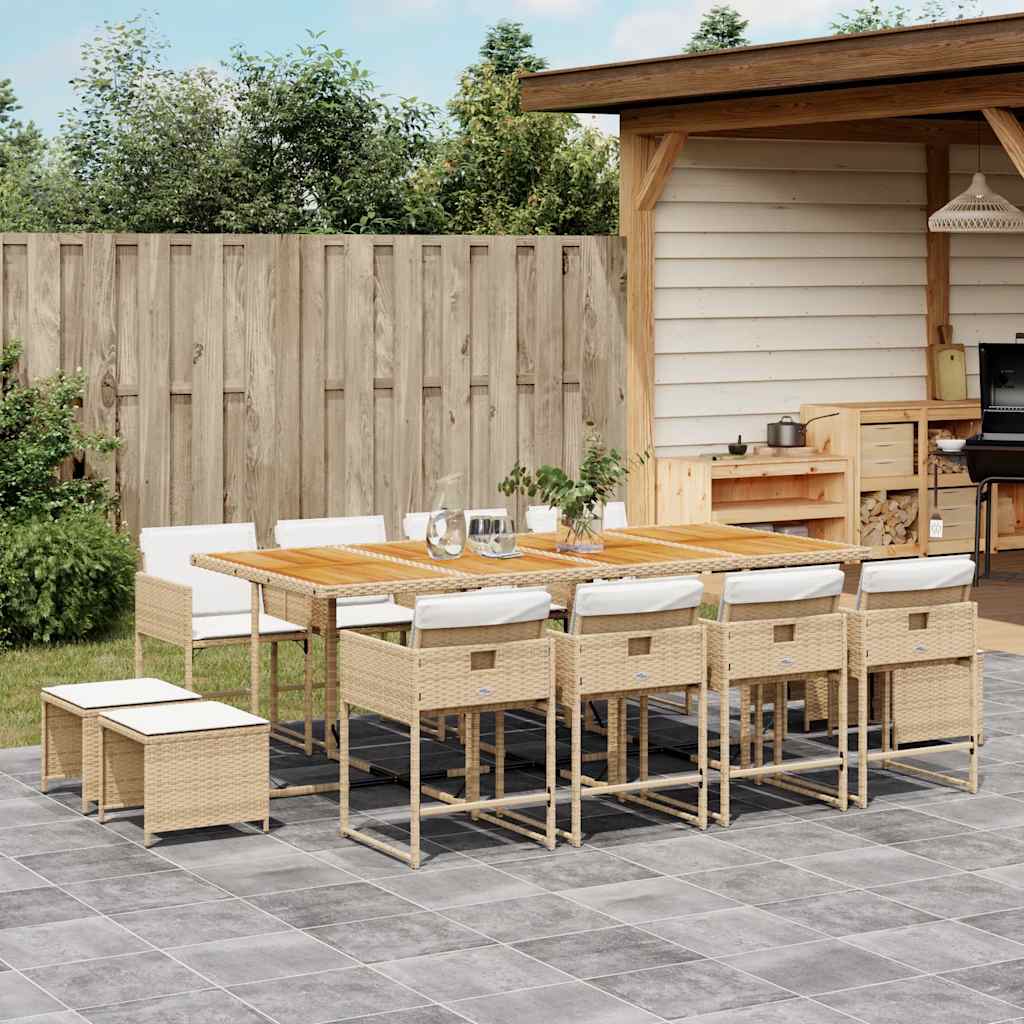 13-delige Tuinset met kussens poly rattan beige is nu te koop bij PeponiXL, paradijselijk wonen!