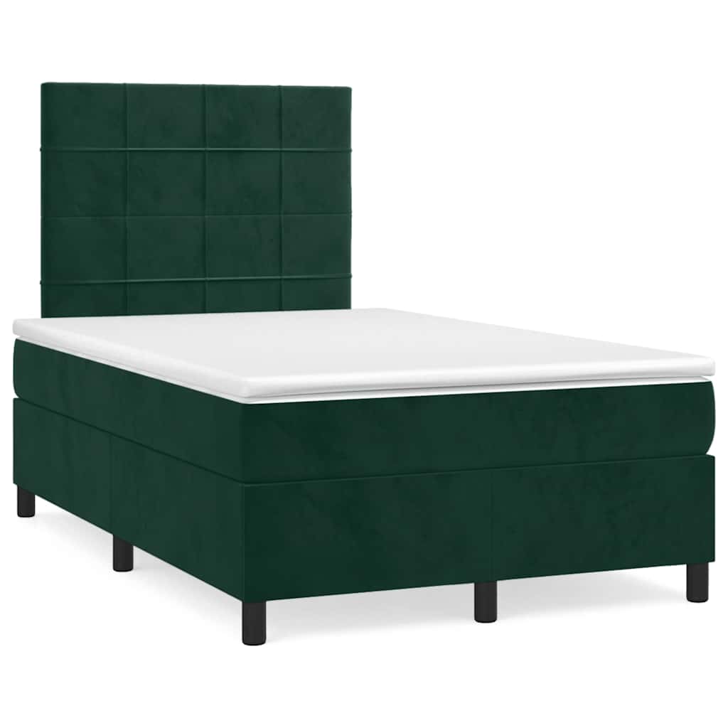 Boxspring met matras en LED fluweel donkergroen 120x190 cm is nu te koop bij PeponiXL, paradijselijk wonen!