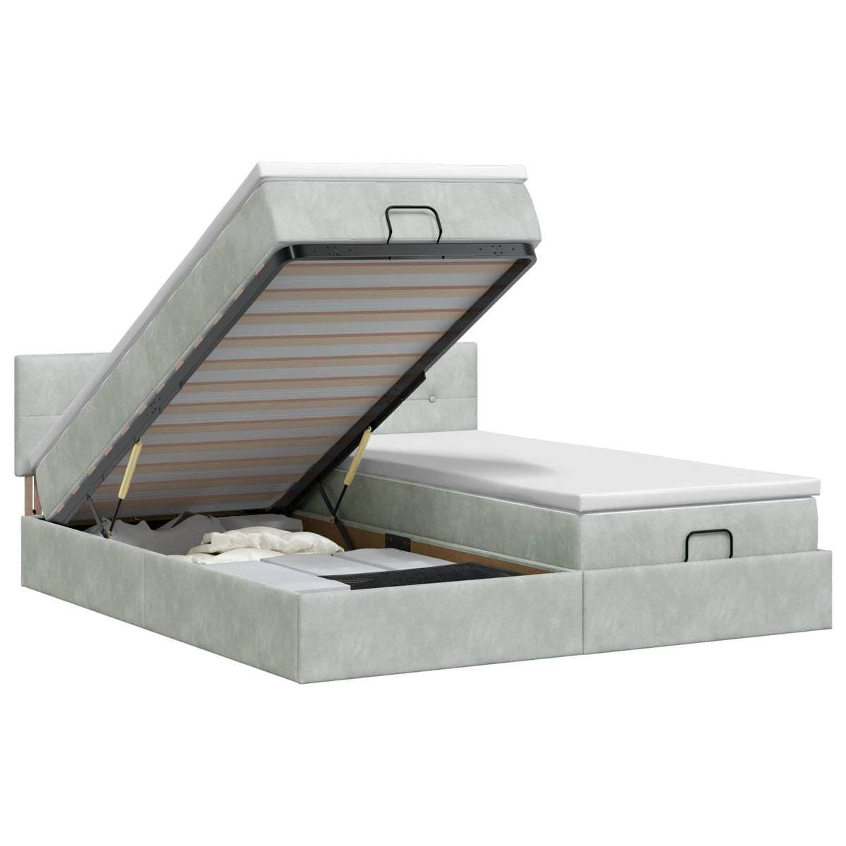 Ottoman bed met matras met hoofdeinde 2 st Lichtgrijs Fluweel is nu te koop bij PeponiXL, paradijselijk wonen!