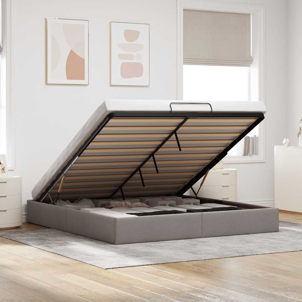 Bedframe zonder matras 200x200 cm stof taupe is nu te koop bij PeponiXL, paradijselijk wonen!