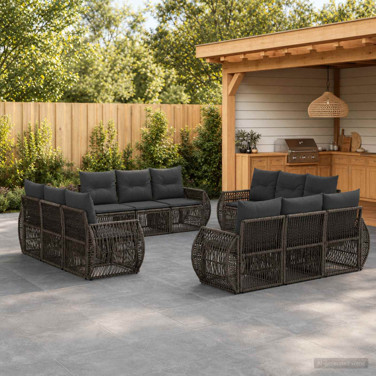 Tuinbankenset 12 pcs Grijs en Donkergrijs poly rattan is nu te koop bij PeponiXL, paradijselijk wonen!