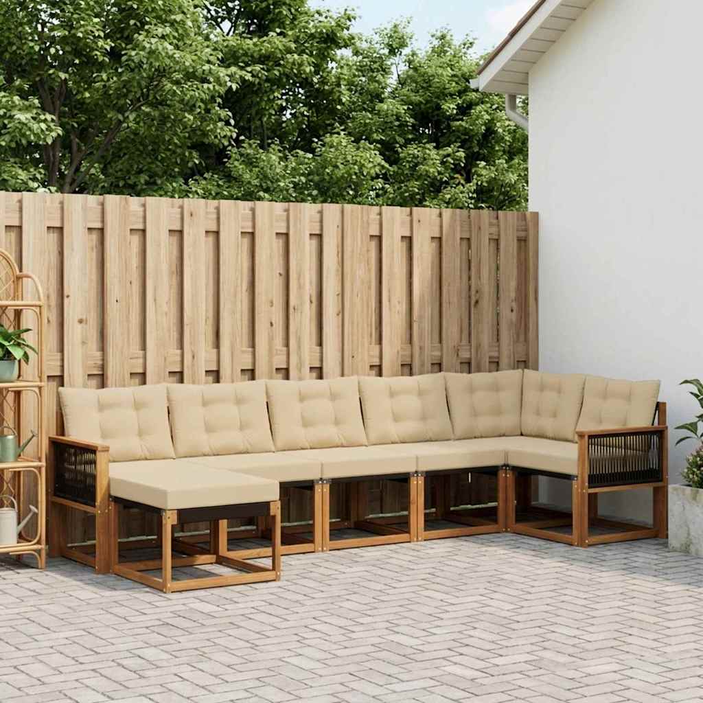 Buiten bankenset met kussen 7 pcs Natuurlijk en Beige is nu te koop bij PeponiXL, paradijselijk wonen!
