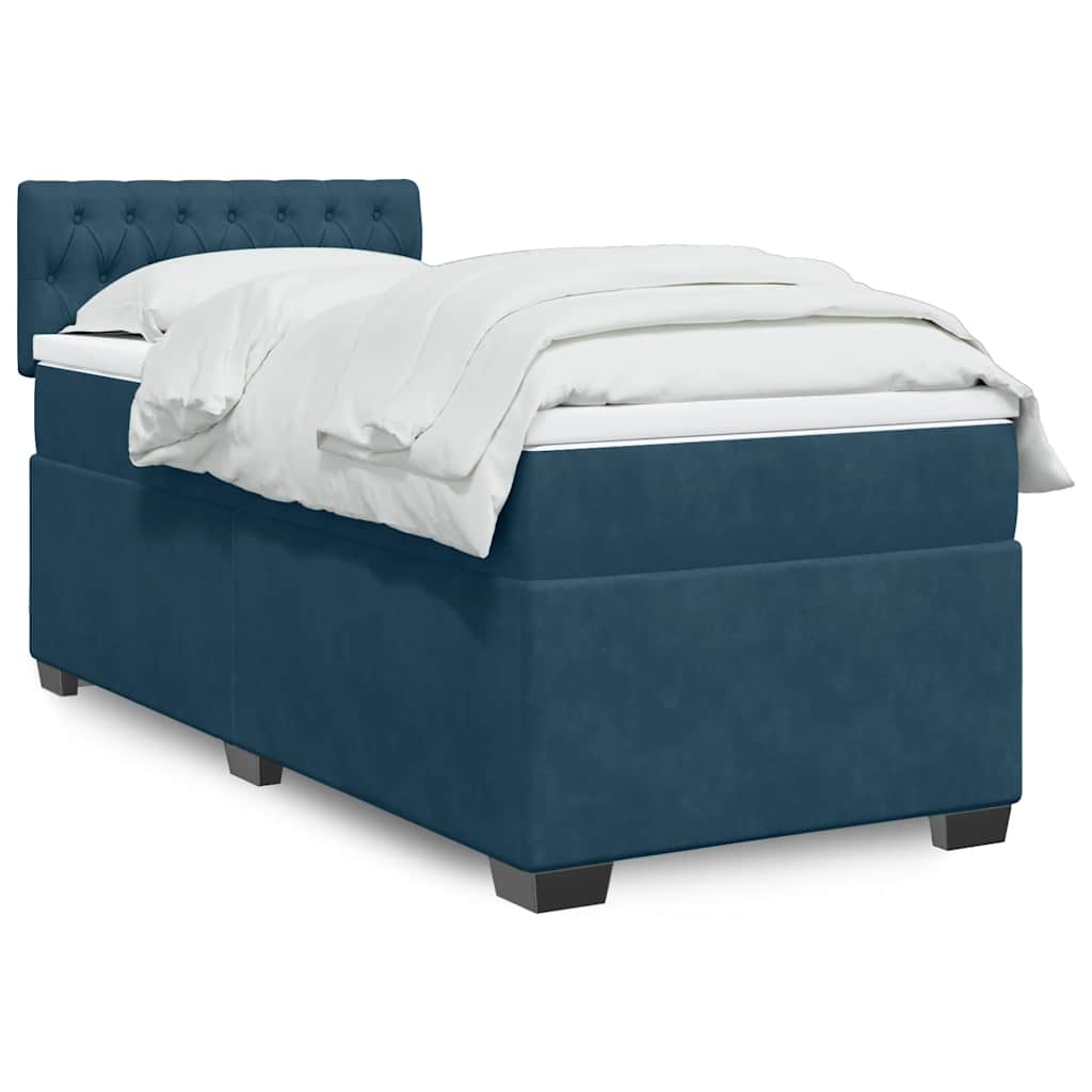 Boxspring met matras fluweel donkerblauw 90x190 cm is nu te koop bij PeponiXL, paradijselijk wonen!