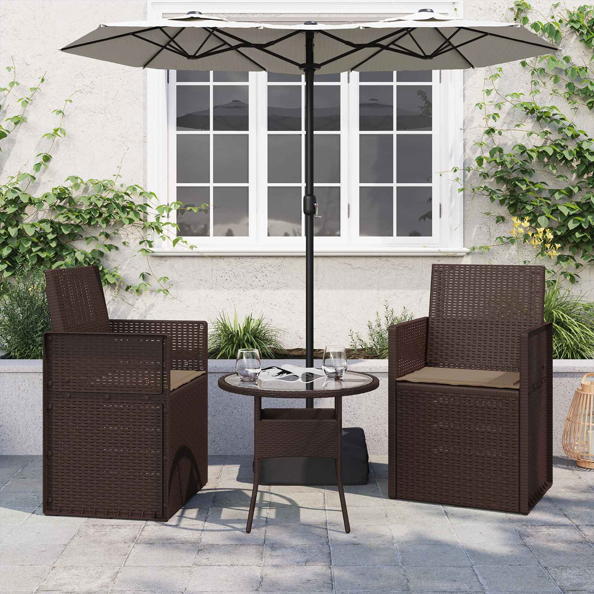 Zitkussens 2 pcs Taupe 47 x 36 x 2 cm Polyester is nu te koop bij PeponiXL, paradijselijk wonen!