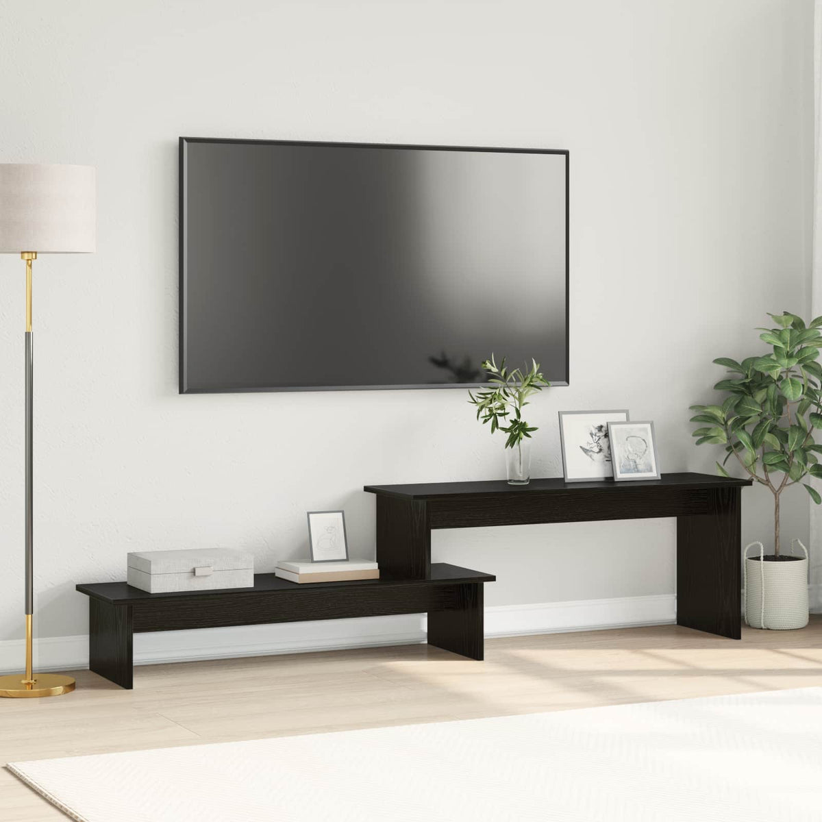Tv-meubelset Zwart Eiken 180,5 x 30 x 43 cm Bewerkt hout is nu te koop bij PeponiXL, paradijselijk wonen!