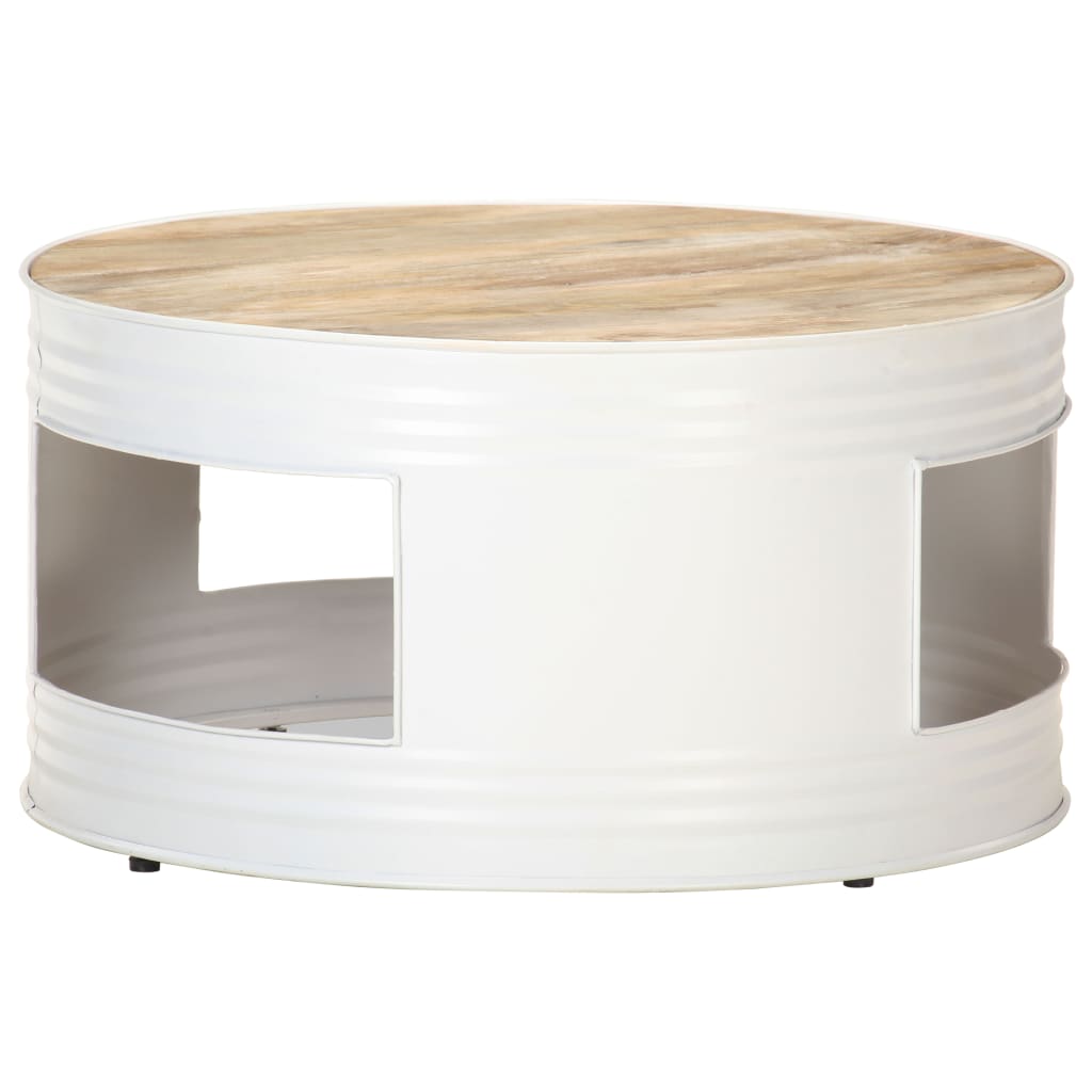 Salontafel 68x68x36 cm massief mangohout wit is nu te koop bij PeponiXL, paradijselijk wonen!