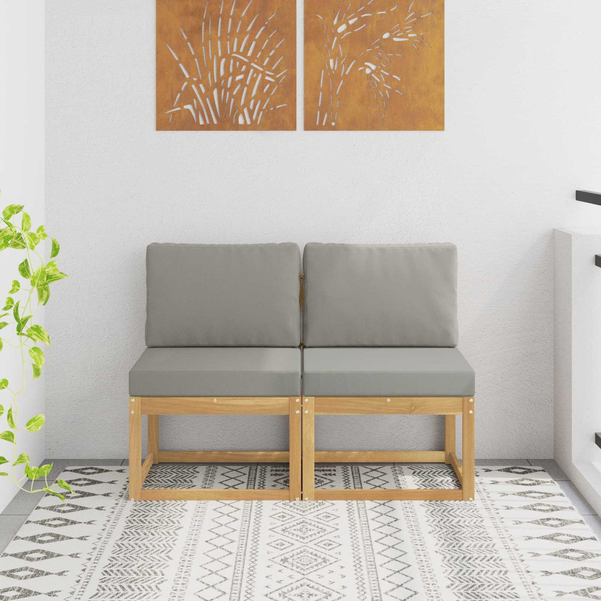2 Stuk Buiten Midden Sofa Massief Acaciahout Wit is nu te koop bij PeponiXL, paradijselijk wonen!