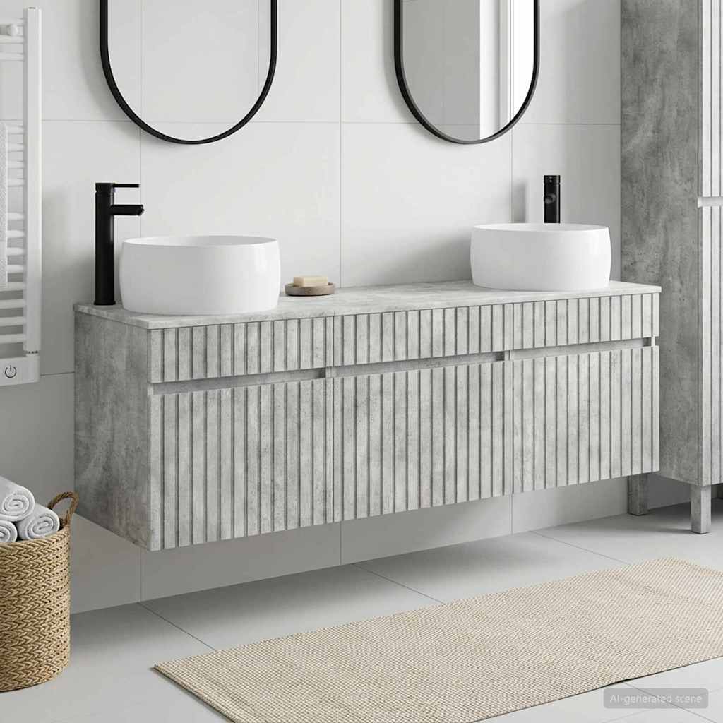Badkamerkastenset 3 st Betongrijs 49 x 44,5 x 66 cm is nu te koop bij PeponiXL, paradijselijk wonen!