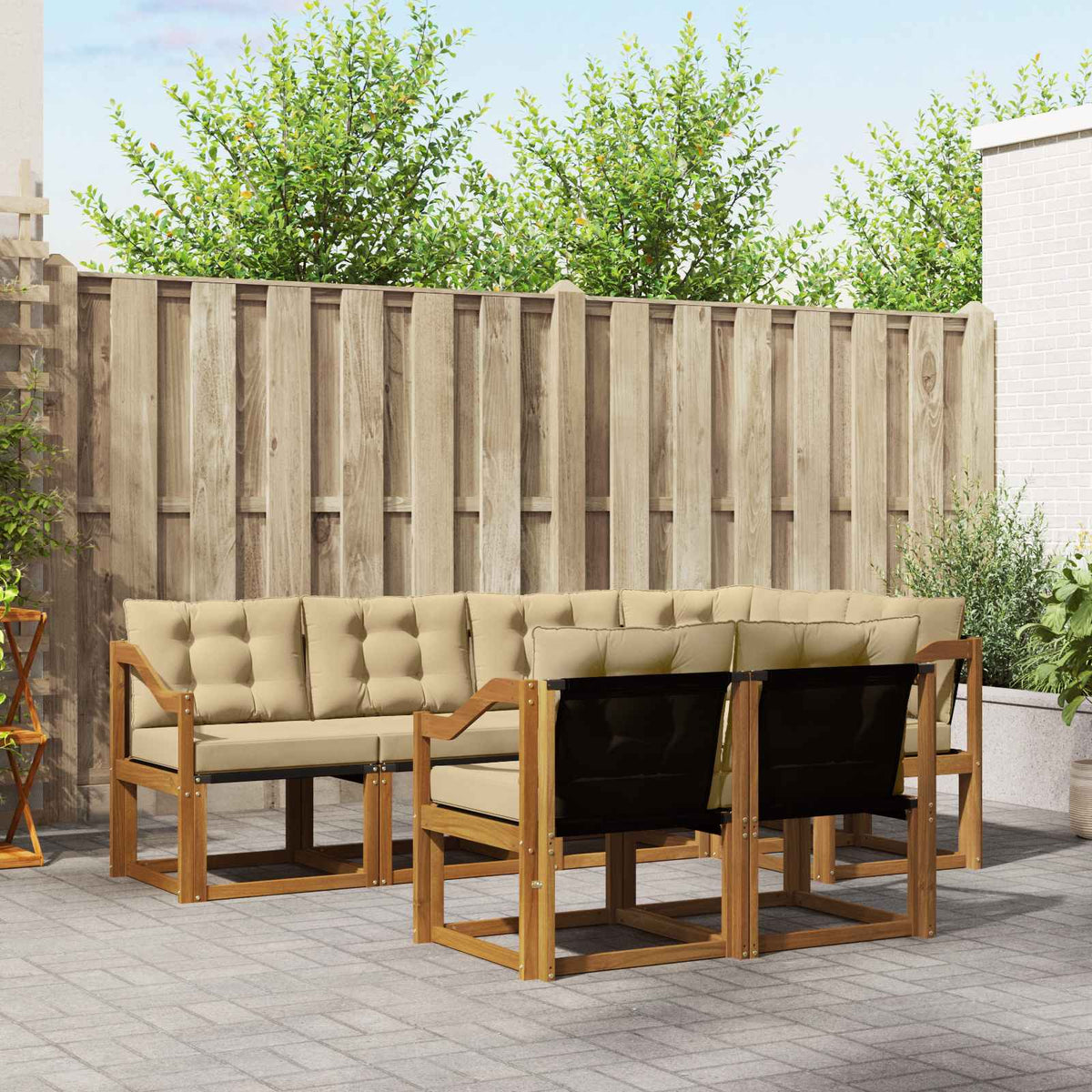 Buiten bankenset met kussen 7 pcs Natuurlijk en Beige is nu te koop bij PeponiXL, paradijselijk wonen!