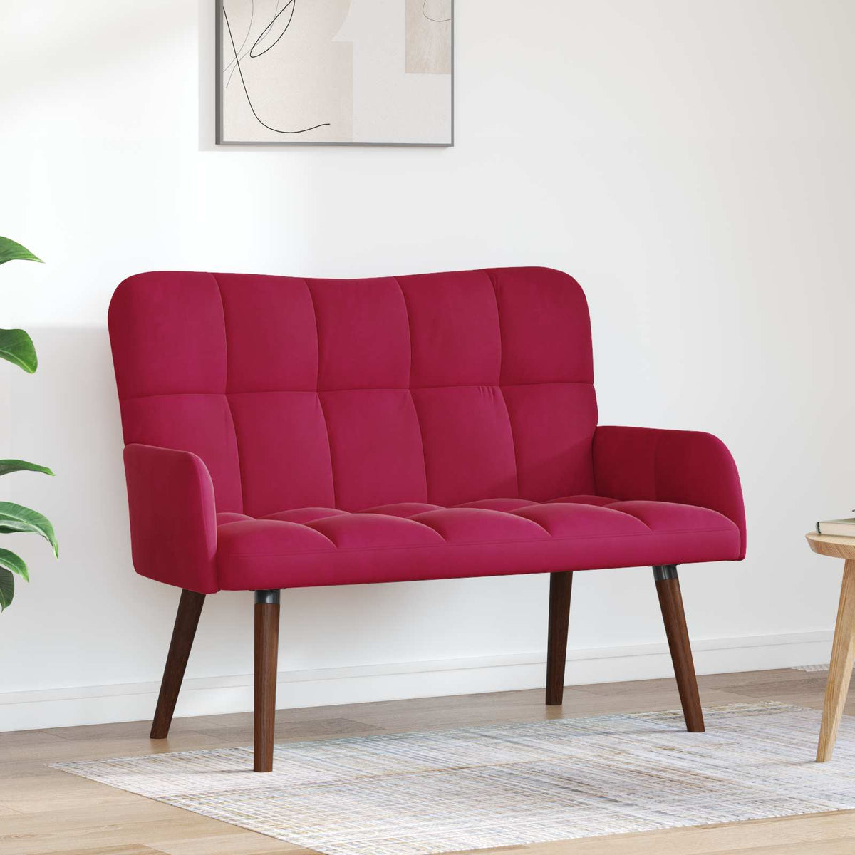 Twee Persoons Sofa Wijnrood 115 x 61 x 87 cm Fluweel is nu te koop bij PeponiXL, paradijselijk wonen!