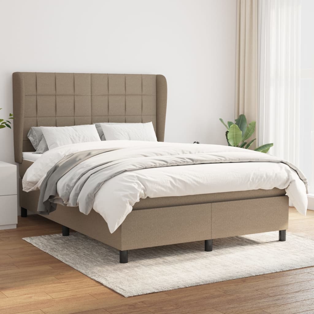 Boxspring met matras stof taupe 140x190 cm is nu te koop bij PeponiXL, paradijselijk wonen!