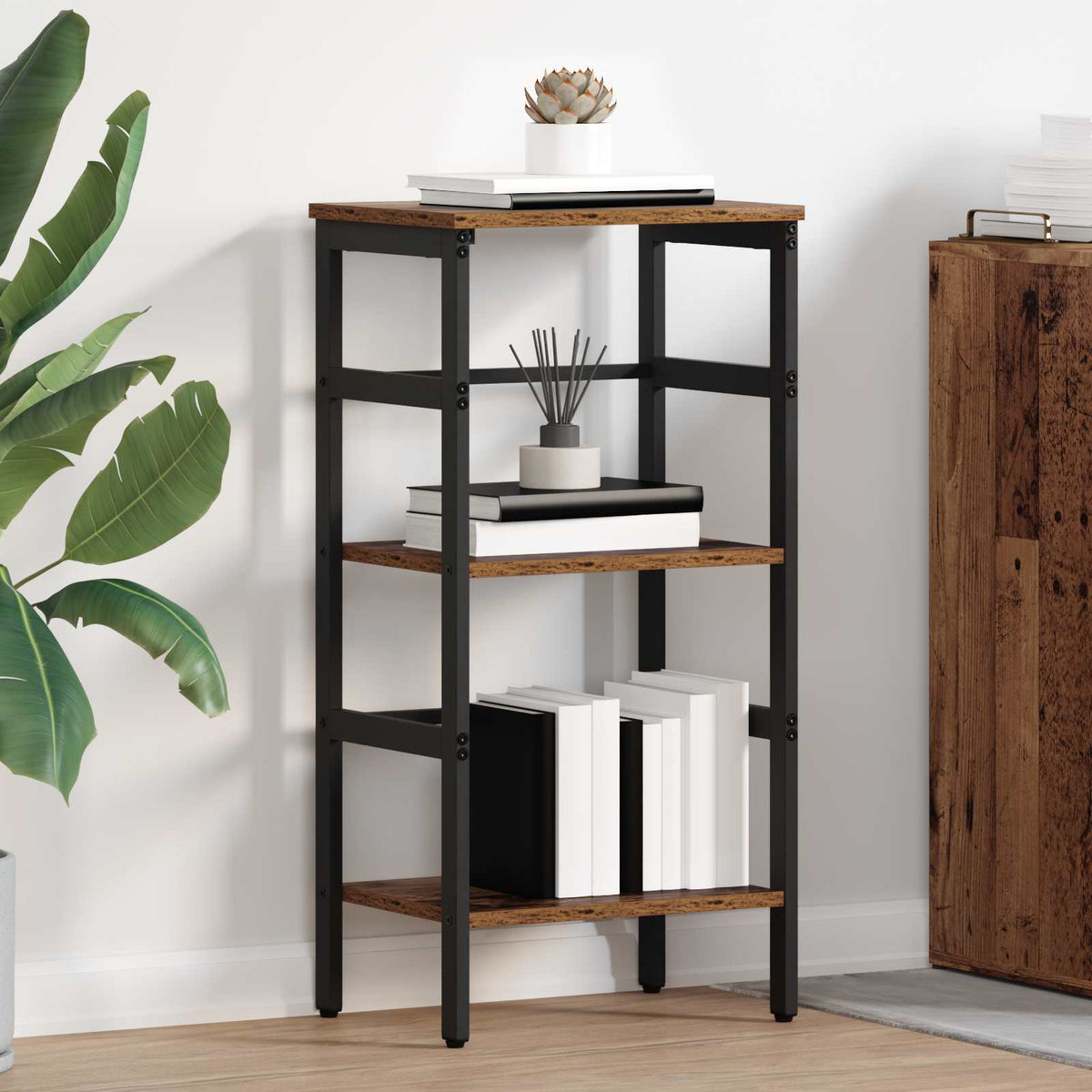 Boekenkast Oud Hout 40 x 29,5 x 81 cm Bewerkt hout is nu te koop bij PeponiXL, paradijselijk wonen!