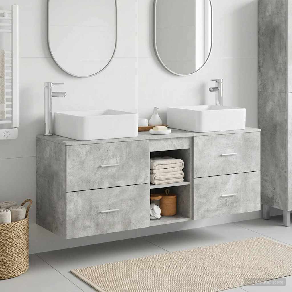 Badkamerkastenset 3 st Betongrijs 49,5 x 41 x 63 cm is nu te koop bij PeponiXL, paradijselijk wonen!