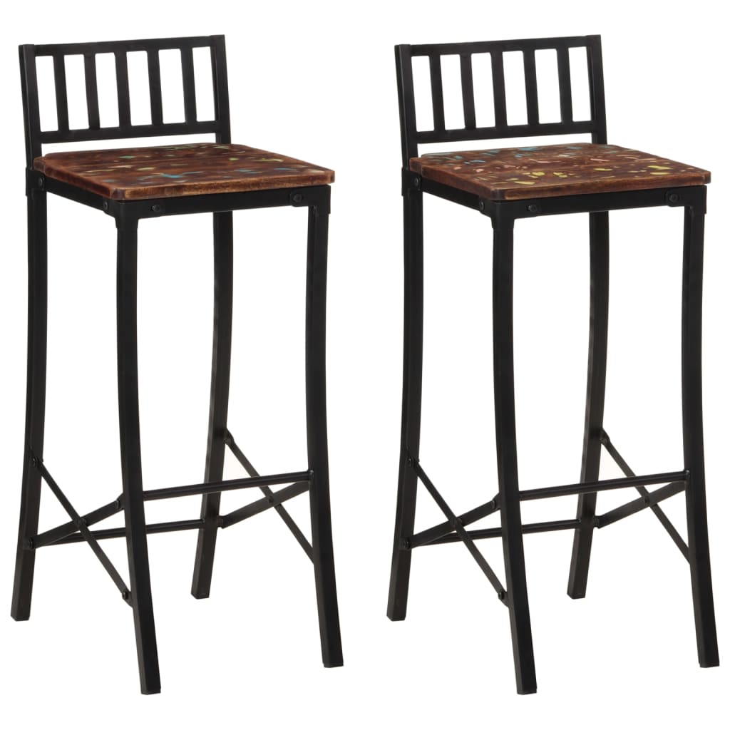 Barstoelen 2 st massief gerecycled hout is nu te koop bij PeponiXL, paradijselijk wonen!