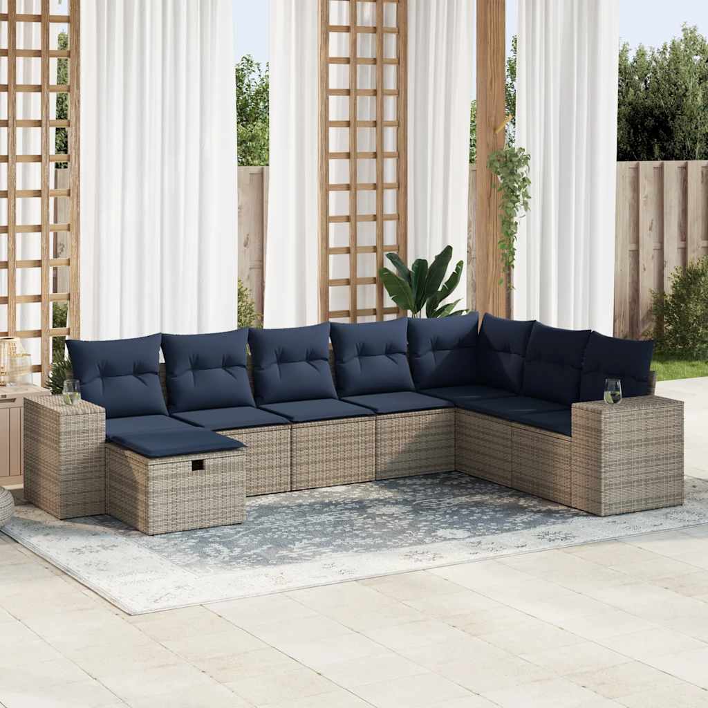 8-delige Loungeset met kussens poly rattan grijs is nu te koop bij PeponiXL, paradijselijk wonen!