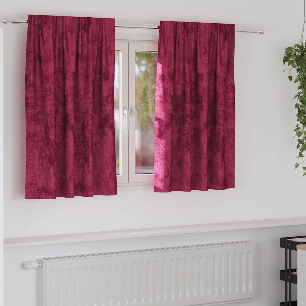 Velvet Gordijnen 2 pcs Wijnrood 140 x 140 cm Fluweel is nu te koop bij PeponiXL, paradijselijk wonen!