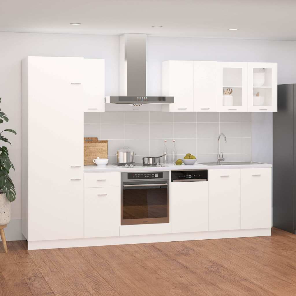 8-delige Keukenkastenset Lyon bewerkt hout wit is nu te koop bij PeponiXL, paradijselijk wonen!