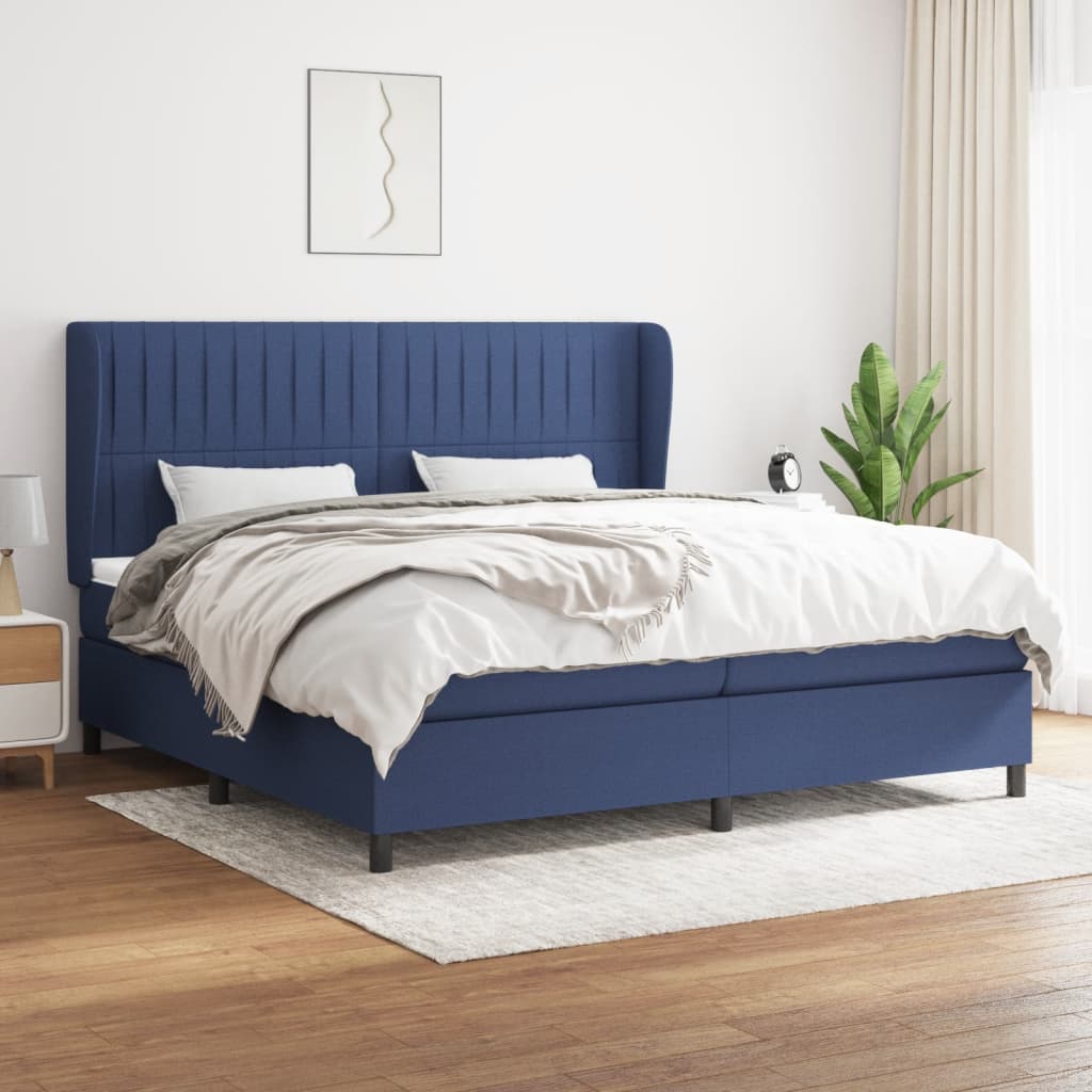 Boxspring met matras stof blauw 200x200 cm is nu te koop bij PeponiXL, paradijselijk wonen!