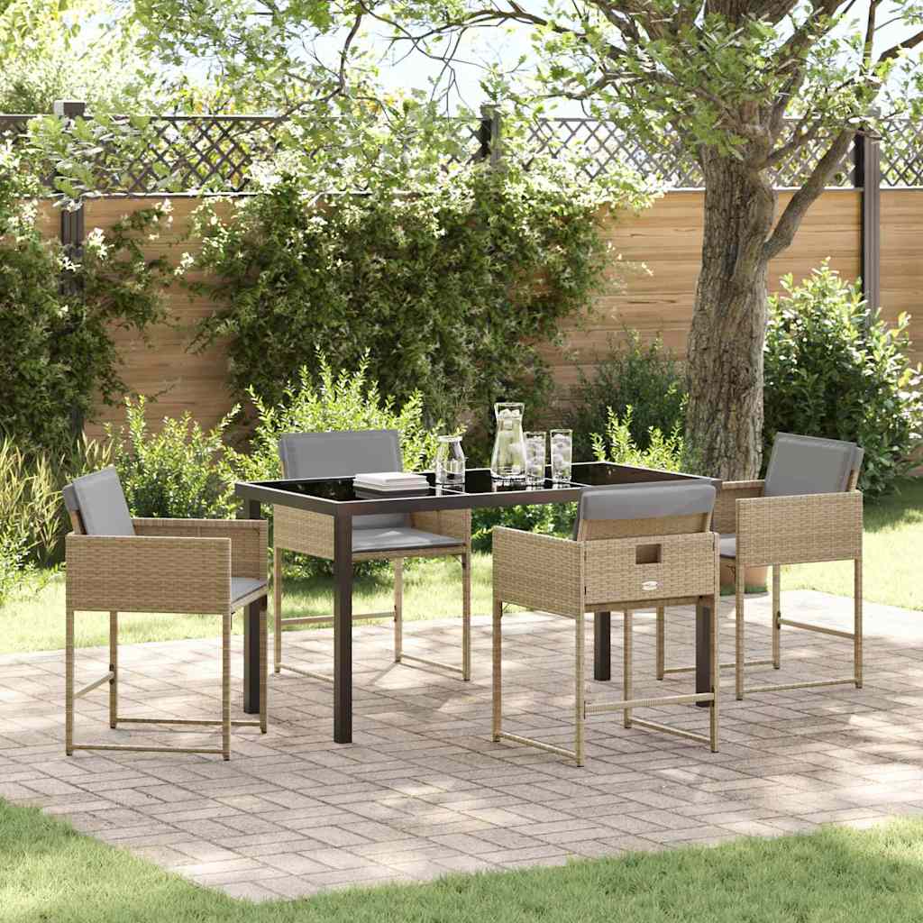 Tuin eettafelset 5 pcs Beige poly rattan is nu te koop bij PeponiXL, paradijselijk wonen!