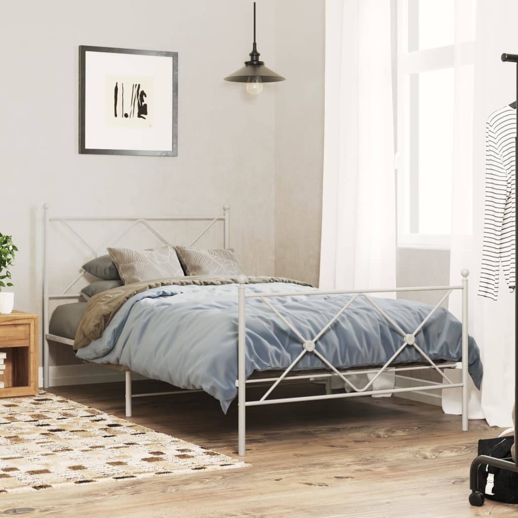 Bedframe met hoofd- en voeteneinde metaal wit 107x203 cm is nu te koop bij PeponiXL, paradijselijk wonen!