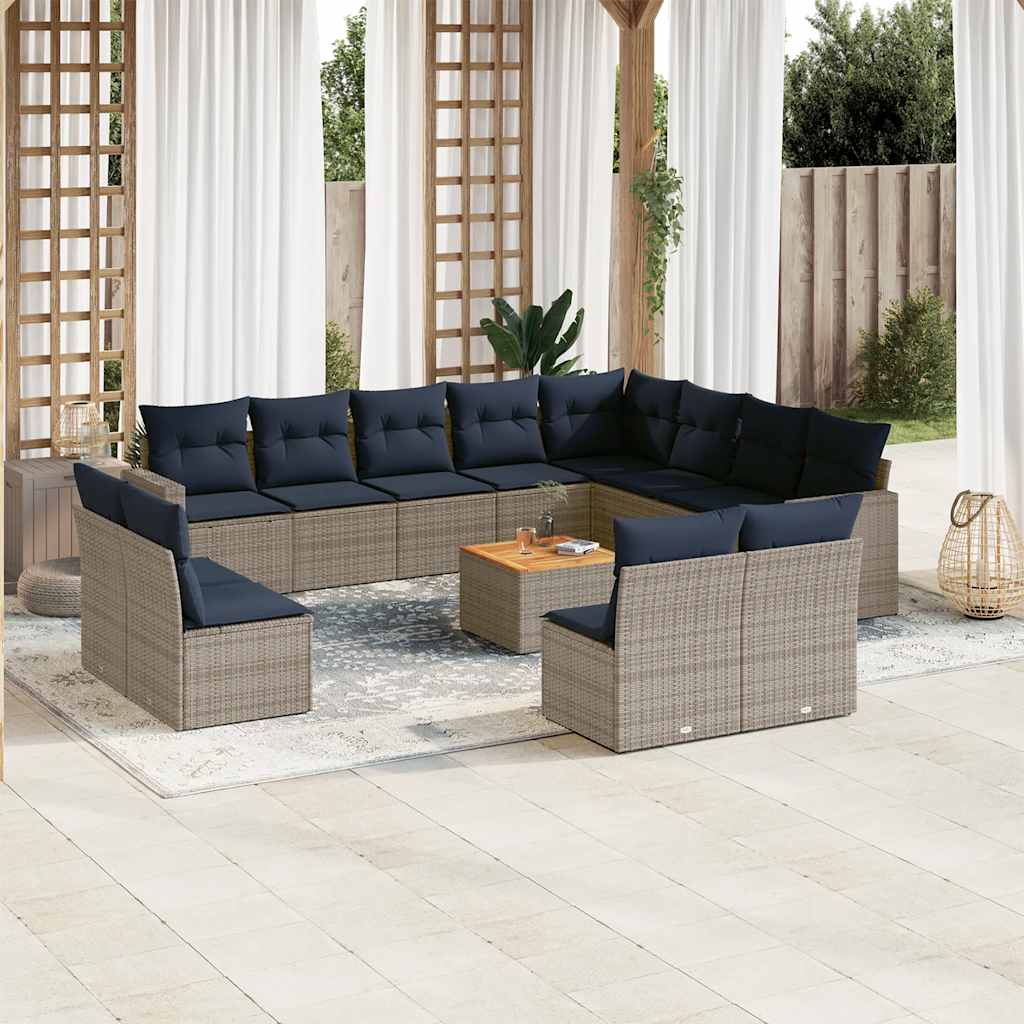 13-delige Loungeset met kussens poly rattan grijs is nu te koop bij PeponiXL, paradijselijk wonen!