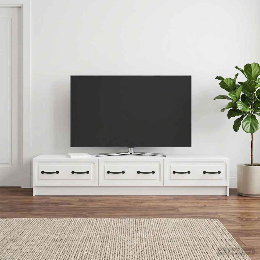 TV-kast met lade Hoogglans Wit 147 x 34,5 x 27 cm Bewerkt hout is nu te koop bij PeponiXL, paradijselijk wonen!