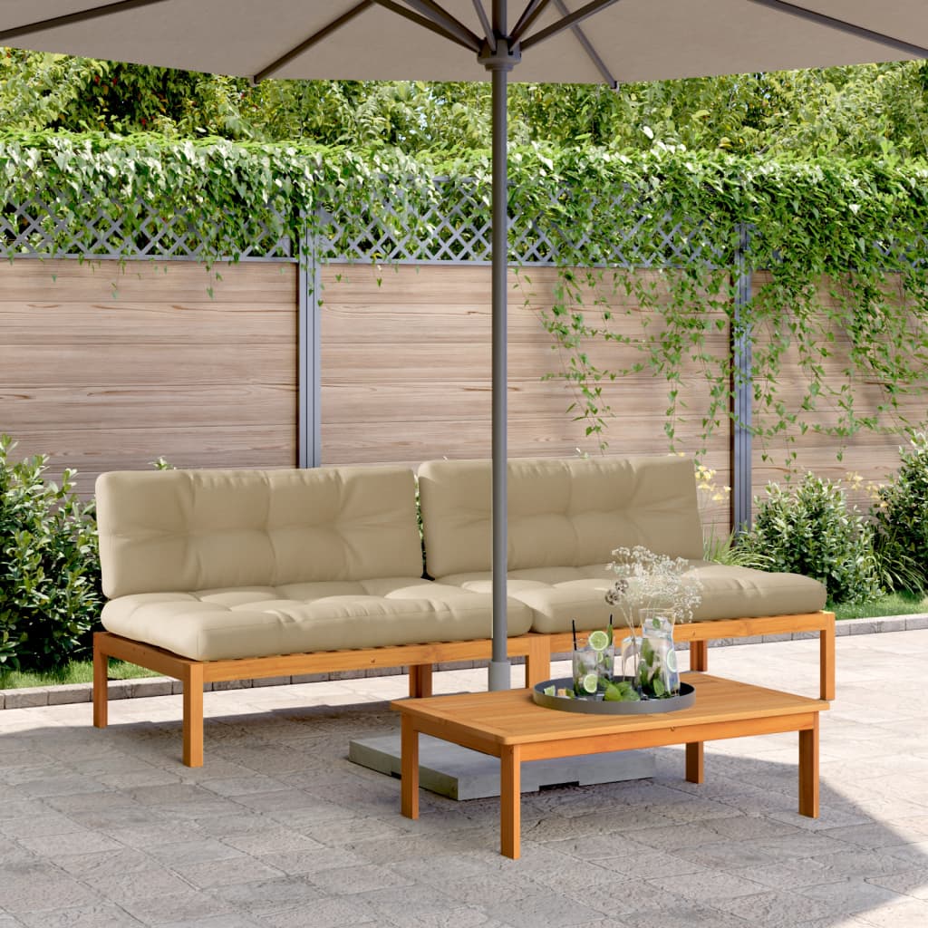 Tuinmiddenbanken 2 st pallet met kussens massief acaciahout is nu te koop bij PeponiXL, paradijselijk wonen!