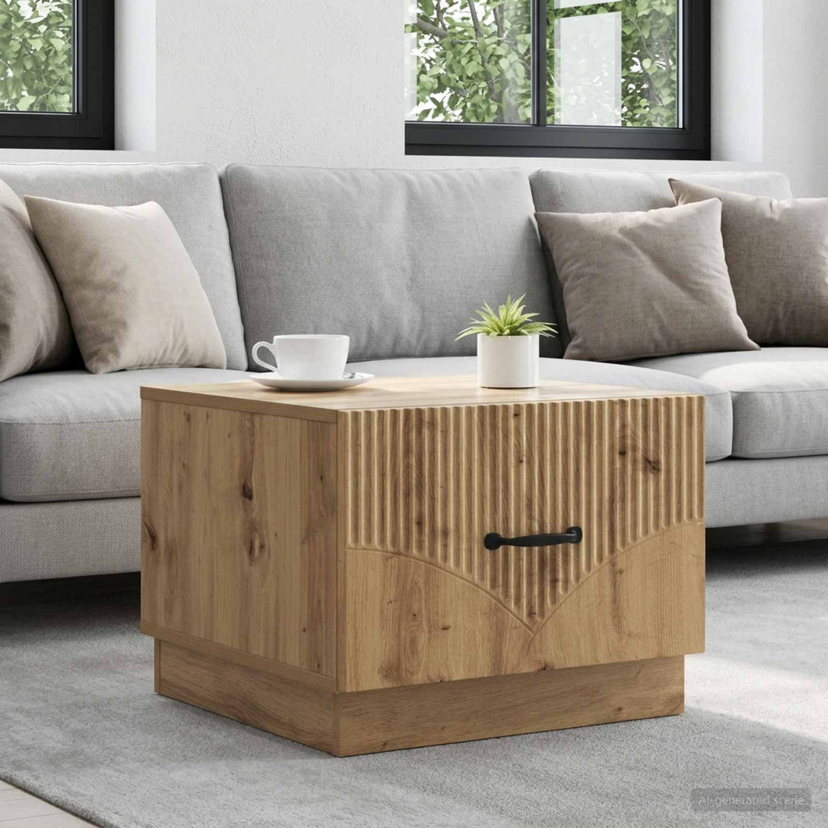 Salontafel Artisanaal eiken 49 x 50 x 37 cm Bewerkt hout is nu te koop bij PeponiXL, paradijselijk wonen!