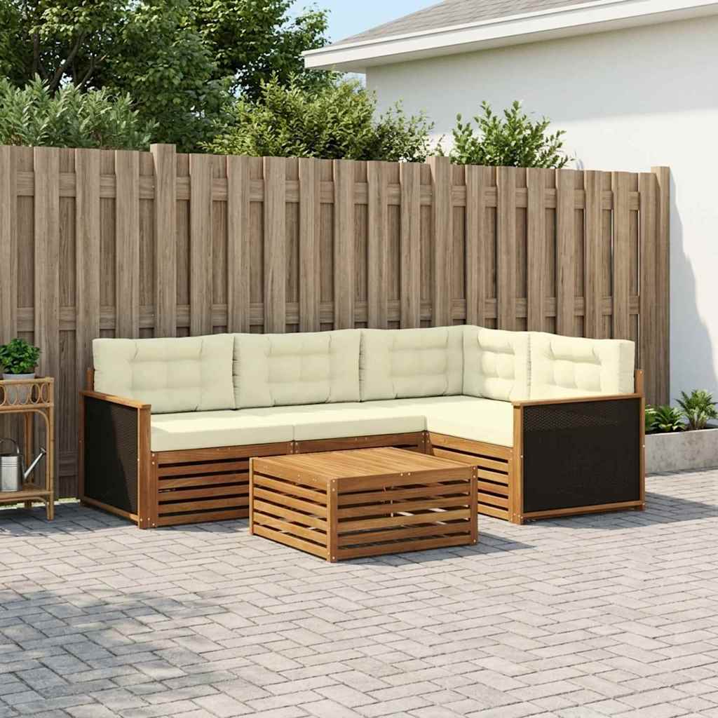 Buiten bankenset 5 pcs Natuurlijk en Crème 79 x 79 x 37 cm is nu te koop bij PeponiXL, paradijselijk wonen!