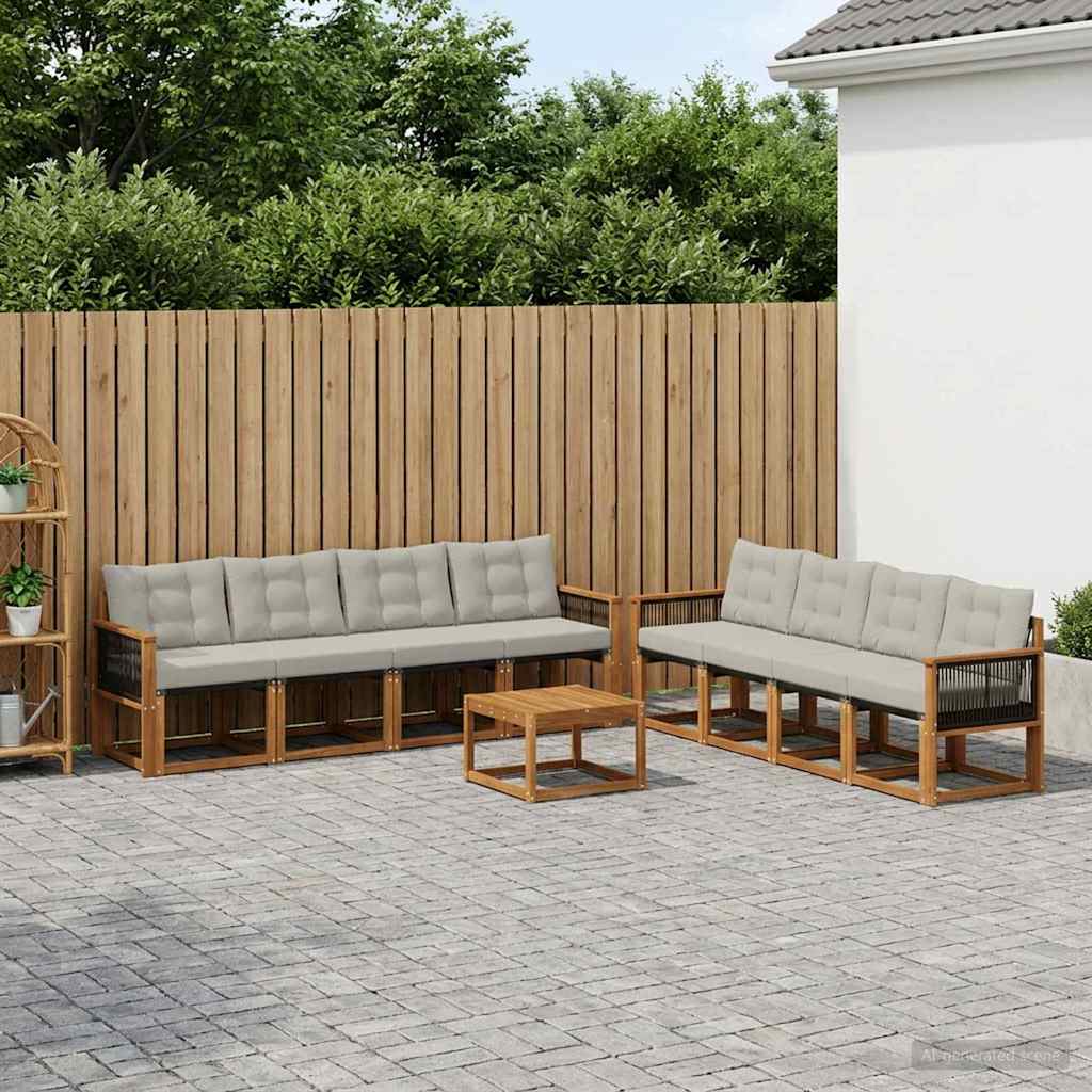 Buiten bankenset met kussen 9 pcs Naturel en lichtgrijs is nu te koop bij PeponiXL, paradijselijk wonen!