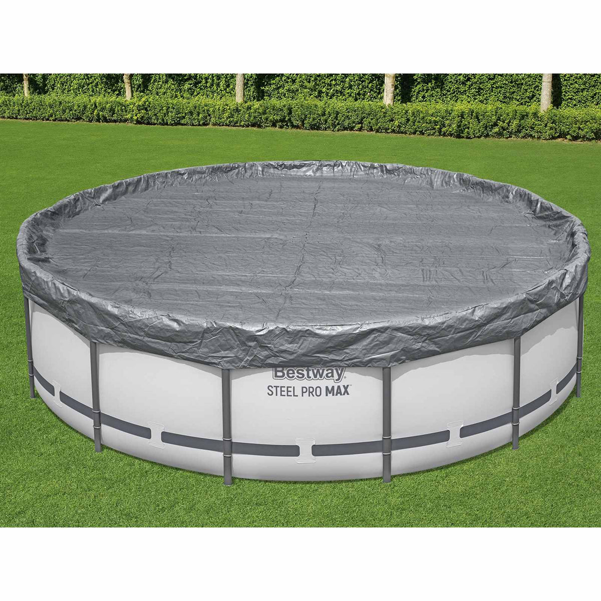 Bestway Zwembadcover Ø4,57 m Rond Polyester Grijs is nu te koop bij PeponiXL, paradijselijk wonen!