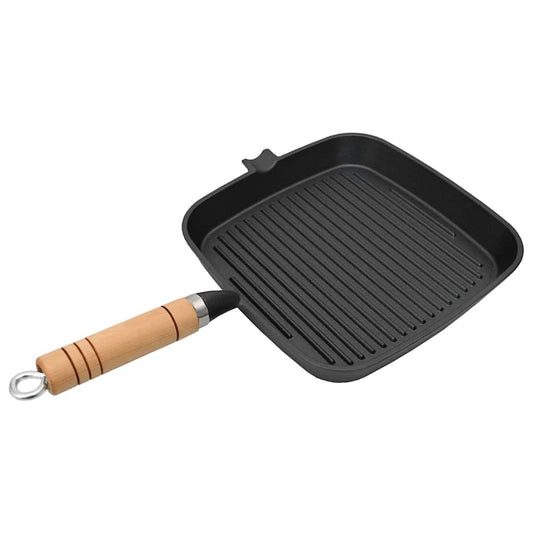 Grillpan met houten handvat gietijzer 20x20 cm is nu te koop bij PeponiXL, paradijselijk wonen!