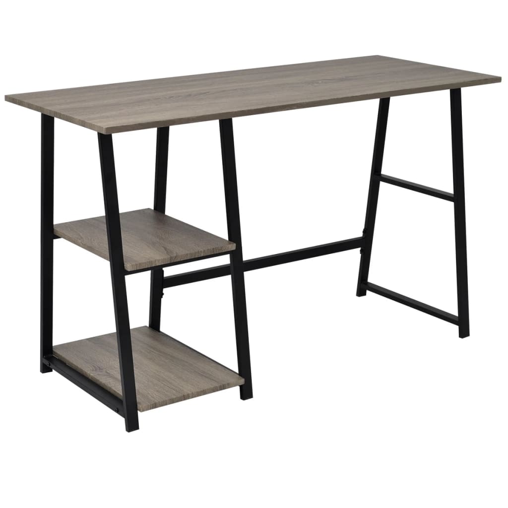 Bureau met 2 schappen grijs en eikenkleurig is nu te koop bij PeponiXL, paradijselijk wonen!