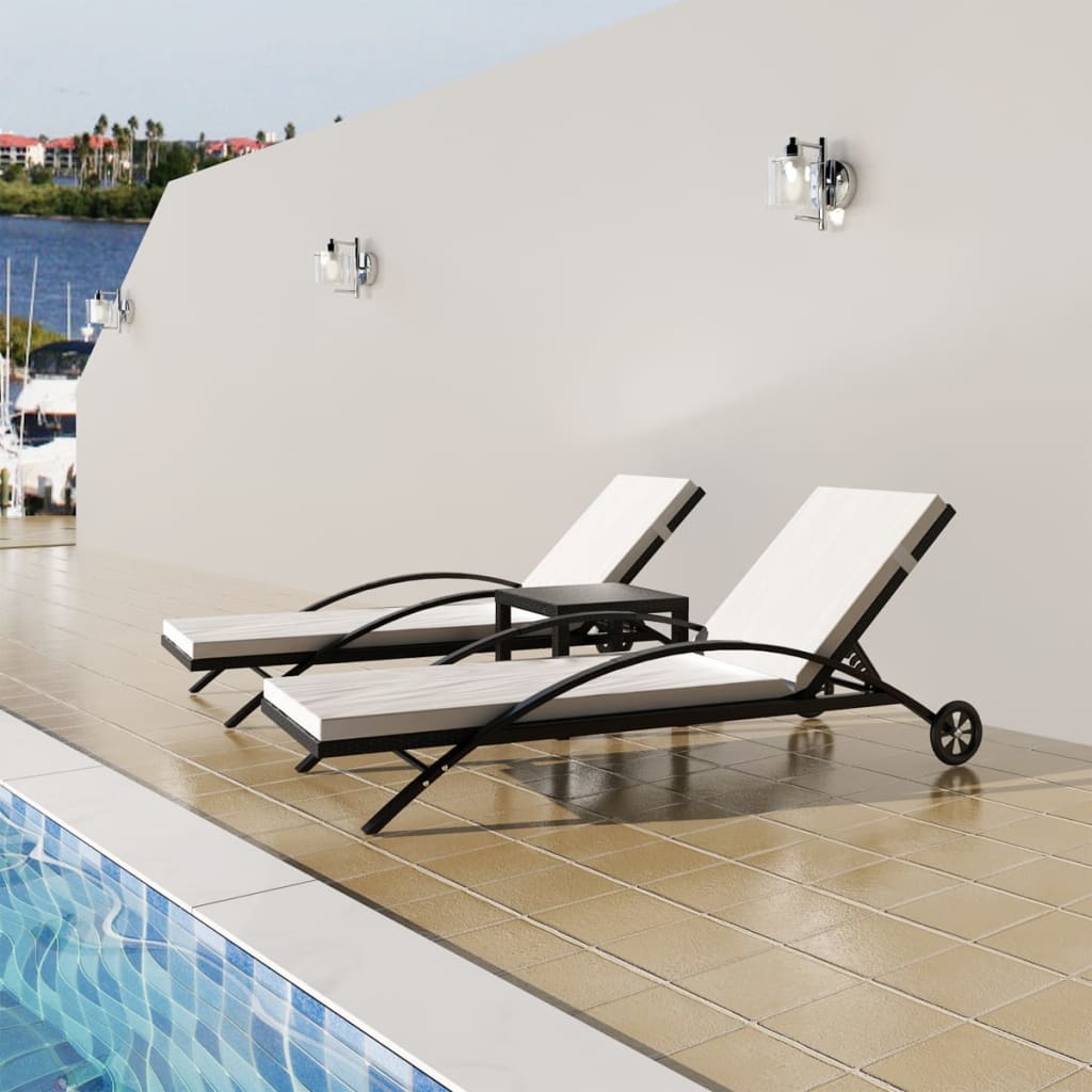 Ligbedden met tafel poly rattan zwart is nu te koop bij PeponiXL, paradijselijk wonen!