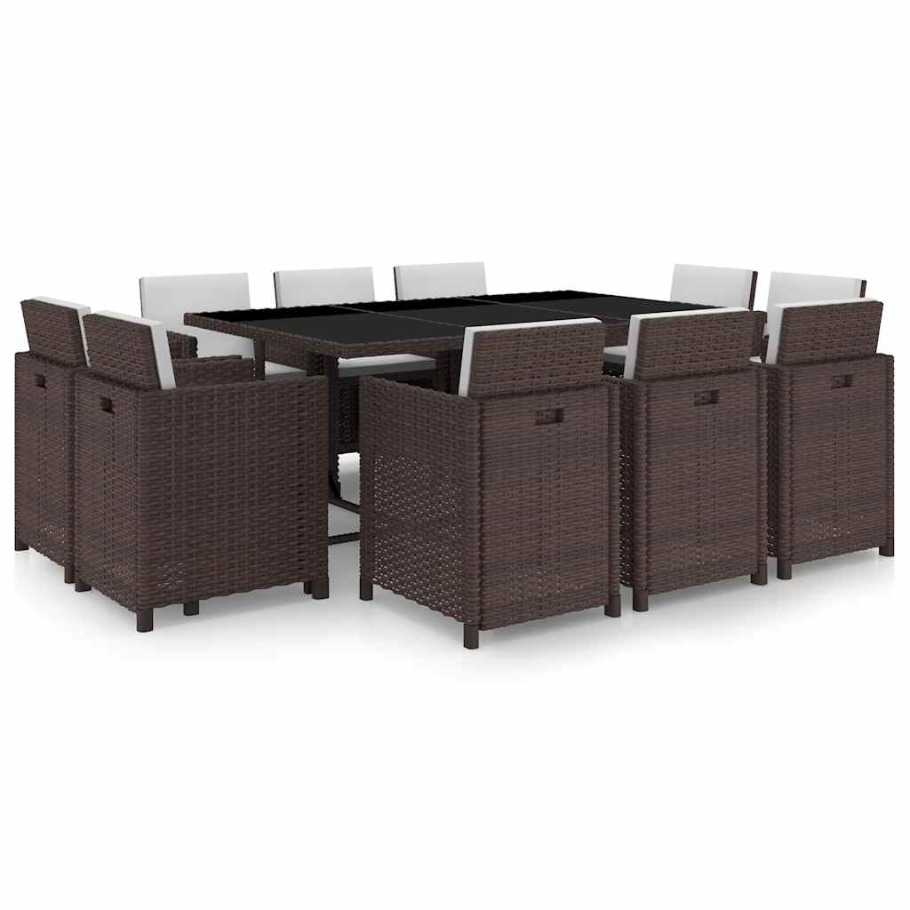 11-delige Tuinset met kussens poly rattan bruin is nu te koop bij PeponiXL, paradijselijk wonen!