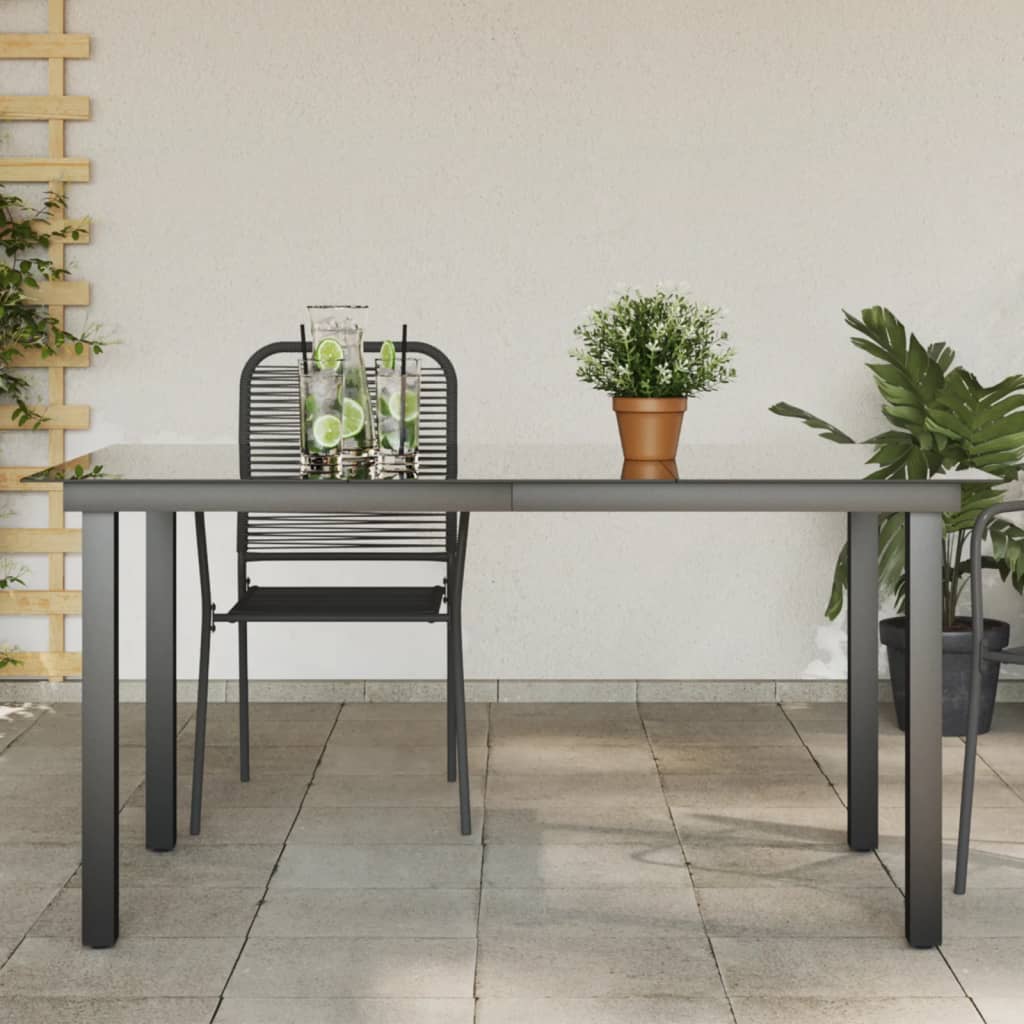 Tuintafel 150x90x74 cm aluminium en glas zwart is nu te koop bij PeponiXL, paradijselijk wonen!