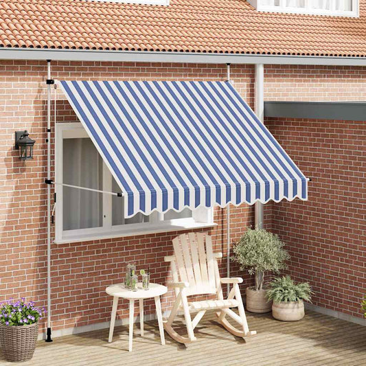 Luifel handmatig uittrekbaar 250 cm blauw en witte strepen is nu te koop bij PeponiXL, paradijselijk wonen!