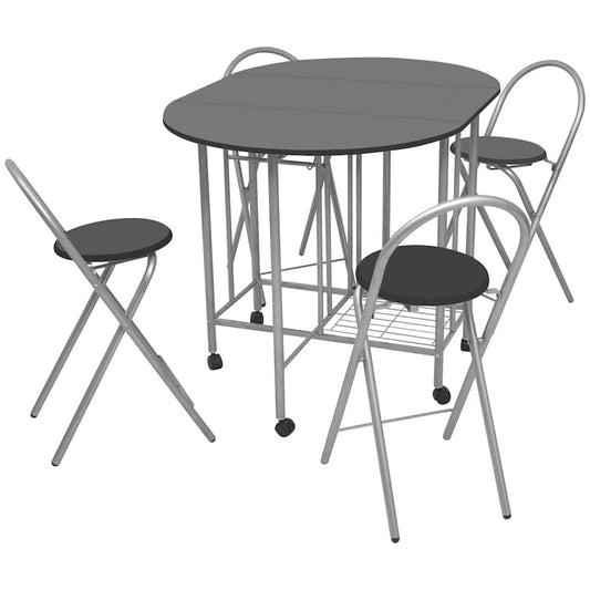 Eetkamerset opvouwbaar zwart MDF 5-dlg is nu te koop bij PeponiXL, paradijselijk wonen!