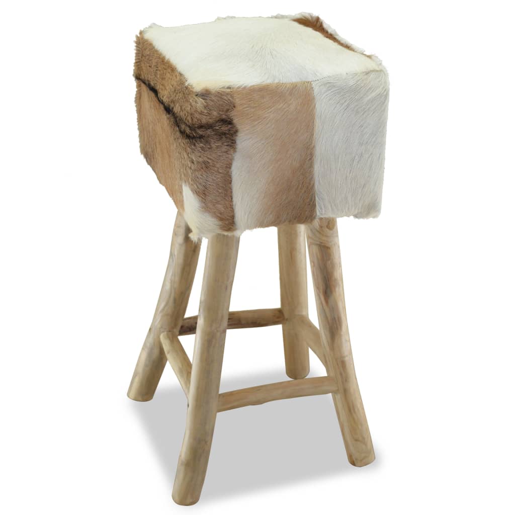 Barkruk geitenleer en massief teakhout is nu te koop bij PeponiXL, paradijselijk wonen!
