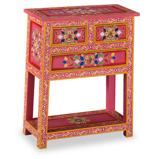 Dressoir met lades handgeschilderd massief mangohout roze is nu te koop bij PeponiXL, paradijselijk wonen!