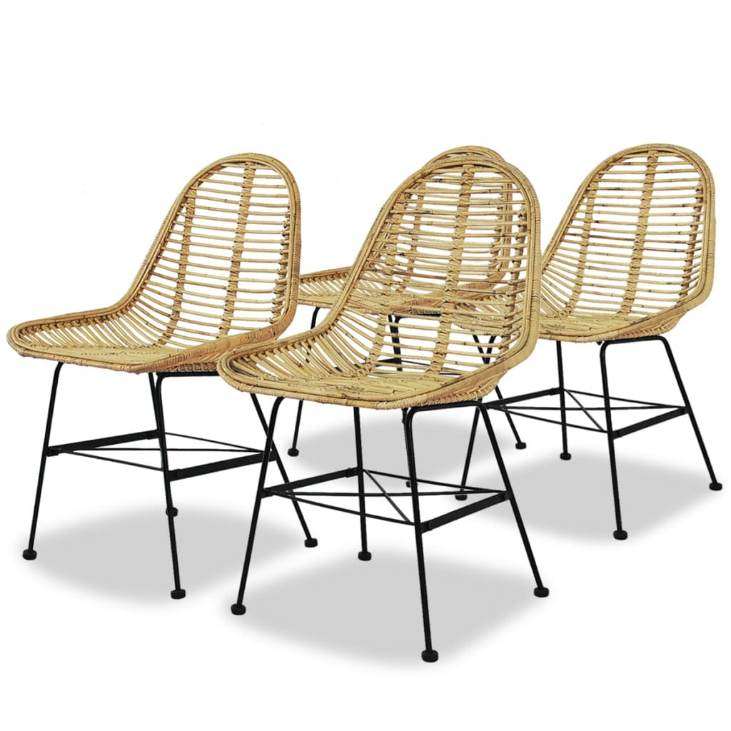 Eetkamerstoelen 4 st natuurlijk rattan is nu te koop bij PeponiXL, paradijselijk wonen!