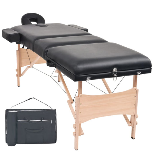 Massagetafel inklapbaar 3 zones 10 cm dik zwart is nu te koop bij PeponiXL, paradijselijk wonen!