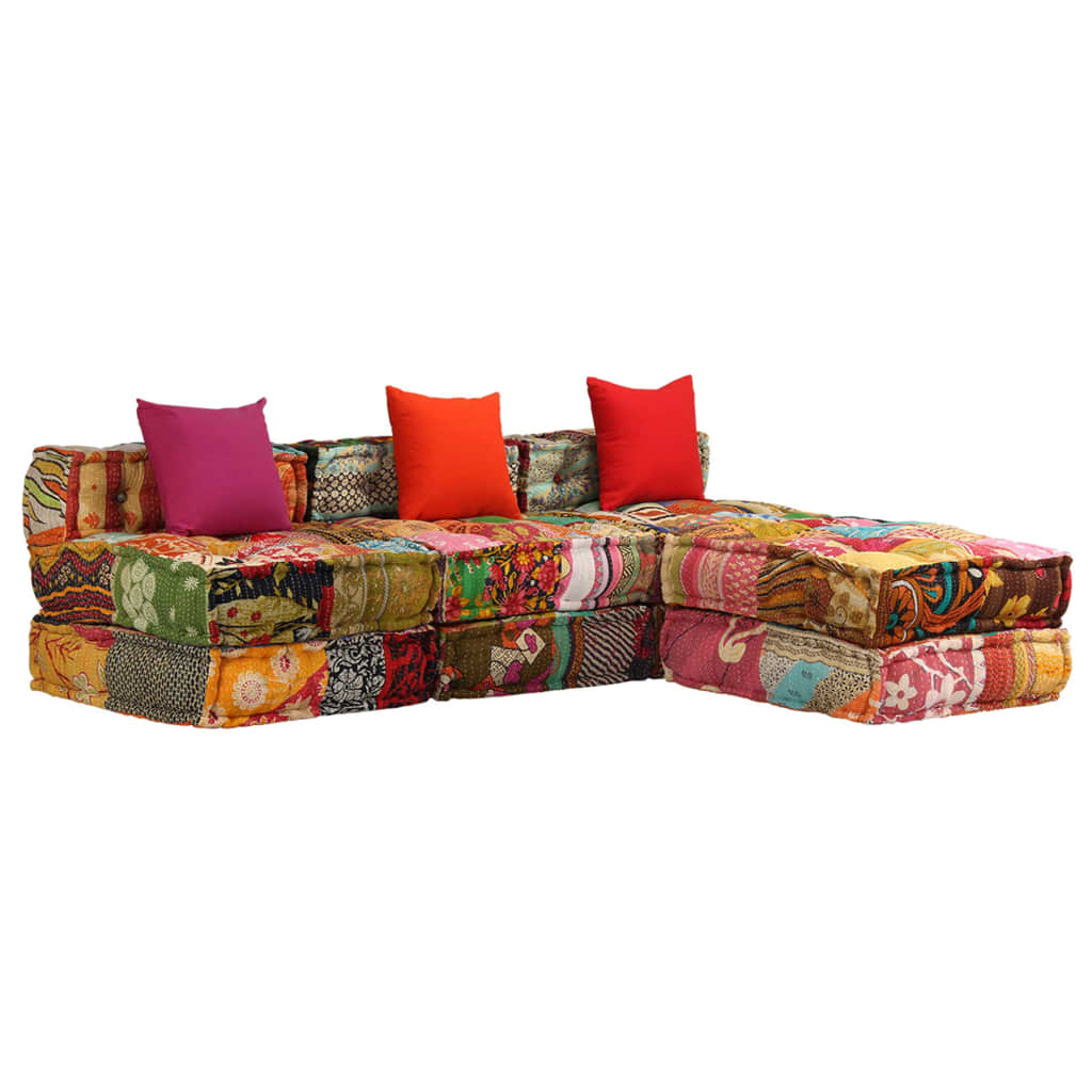 Poef driezits modulair stof patchwork is nu te koop bij PeponiXL, paradijselijk wonen!