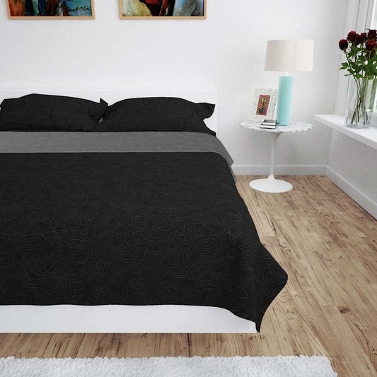Bedsprei dubbelzijdig 220x240 cm quilt grijs en zwart is nu te koop bij PeponiXL, paradijselijk wonen!