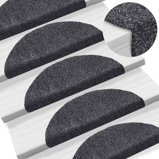 Trapmatten Zelfklevend 15 stuks 56x17x3 cm Donkergrijs Halfrond is nu te koop bij PeponiXL, paradijselijk wonen!