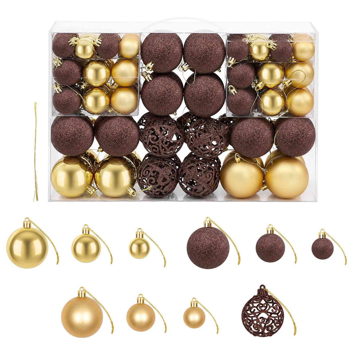 100-delige Kerstballenset 3/4/6 cm bruin/bronskleur/goudkleurig is nu te koop bij PeponiXL, paradijselijk wonen!