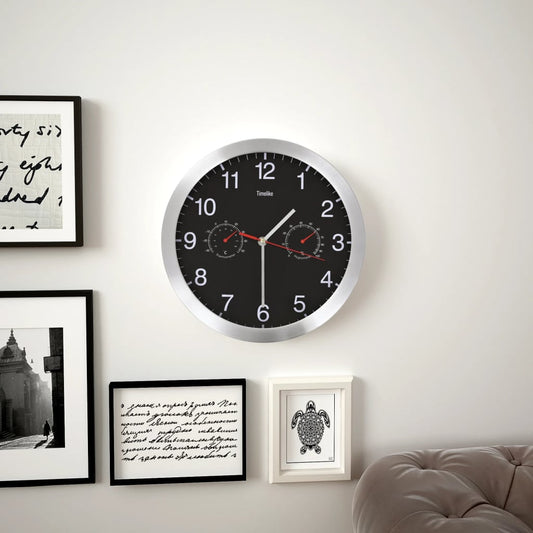 Wandklok met quartz-mechanisme hygrometer thermometer 30 cm zwart is nu te koop bij PeponiXL, paradijselijk wonen!