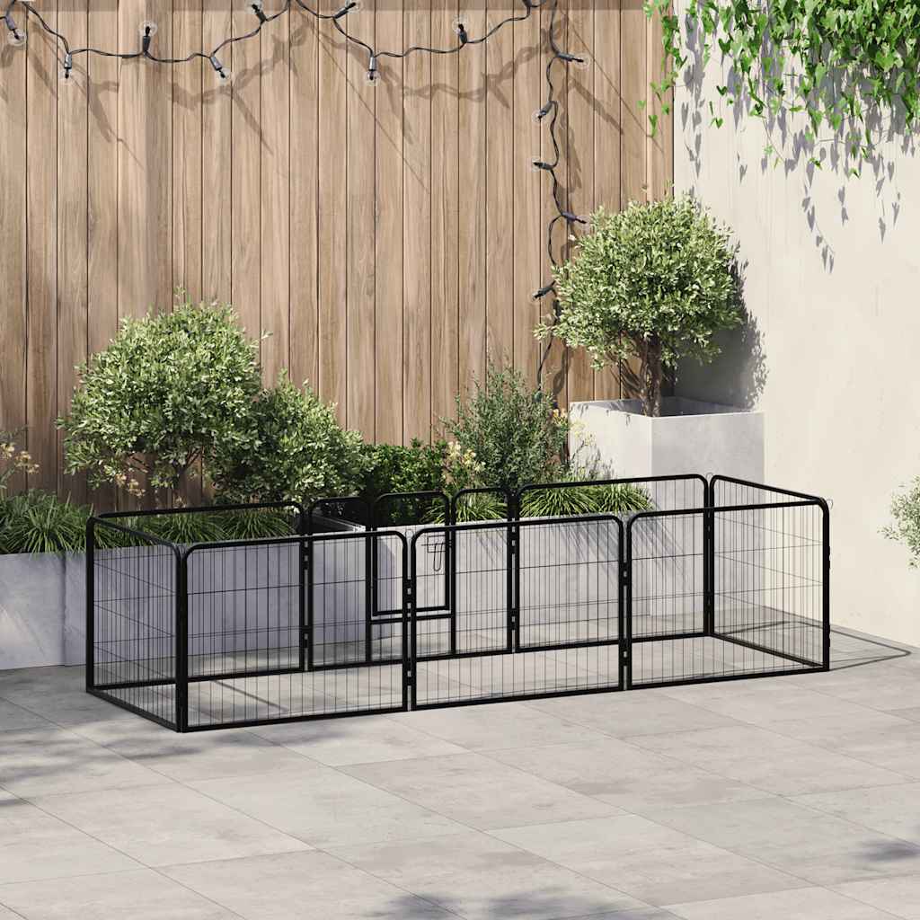 Hondenren met 8 panelen 80x60 cm staal zwart is nu te koop bij PeponiXL, paradijselijk wonen!